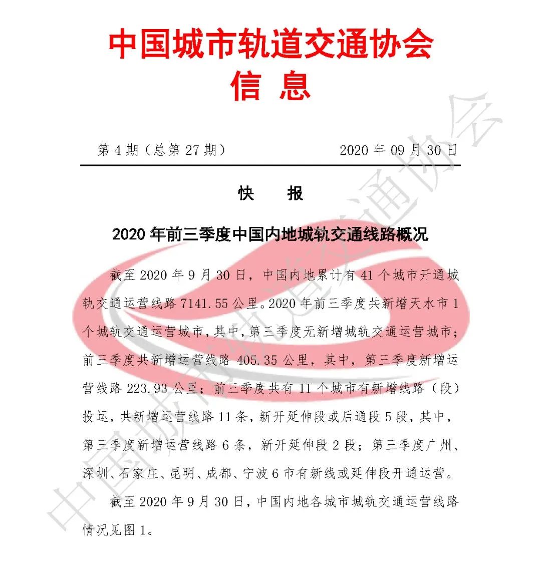 2020年前三季度中国内地城轨交通线路概况(图3)